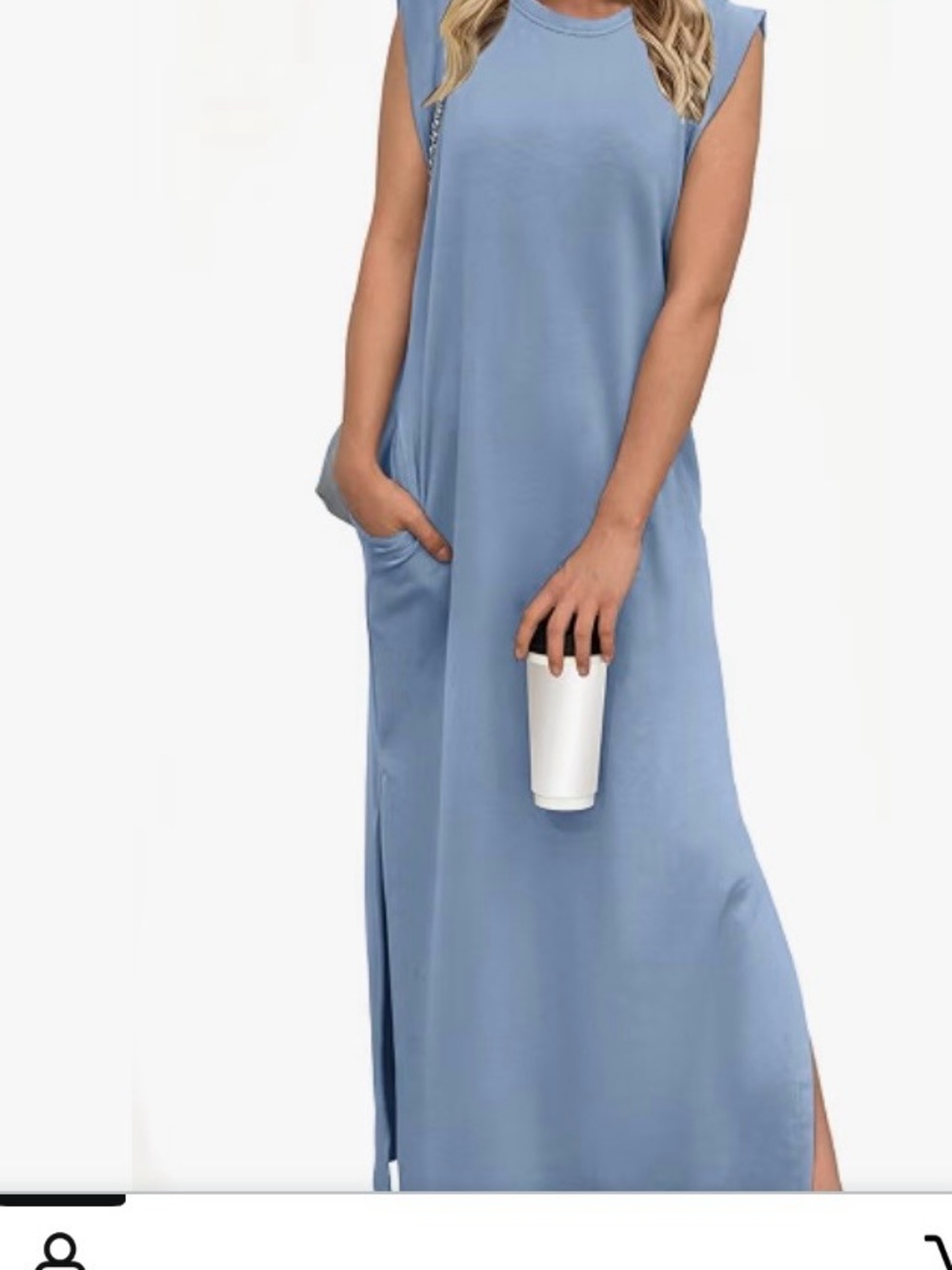 Sleeveless Shift Dress in Dusty Blue